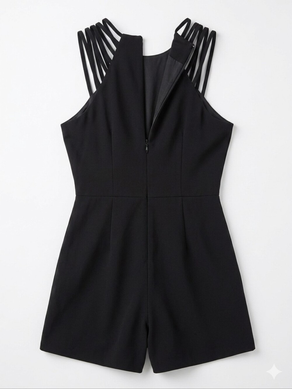 Black Multi Spaghetti Strap Shorts Romper Sz Small NWT - Picture 3 of 9